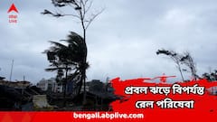 এলোপাথাড়ি হাওয়া, তুমুল বৃষ্টি, বিদ্যুতের স্তম্ভ পড়ল ভেঙে ! প্রবল ঝড়ে বিপর্যস্ত রেল পরিষেবা