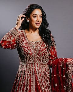 Rupali Ganguly Stuns In Red & Gold Embellished Ethnic Ensemble