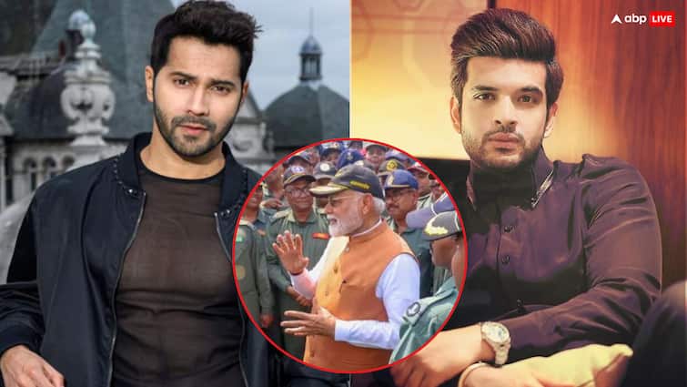 PM modi poses with s400 and airforce at adampur varun dhawan says we are secular karan kundrra calls badass move 'भारत हमको जान से प्यारा है', PM Modi की फोटो शेयर कर बोले वरुण धवन, इमोशनल हुए करण कुंद्रा