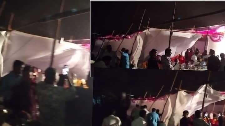 राज्यभरात अवकाळी पावसाने जोरदार हजेरी लावली आहे. शहापूरात मध्यरात्री अचानक आलेल्या वादळी वाऱ्यासह अवकाळी पावसाने लग्नसोहळ्यांमध्ये मोठी तारांबळ उडवली.