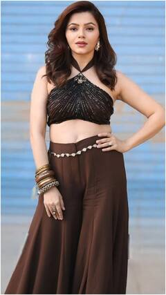 Rubina Dilaik Exudes Ethnic Glam And Sass In Brown Co-Ord Set