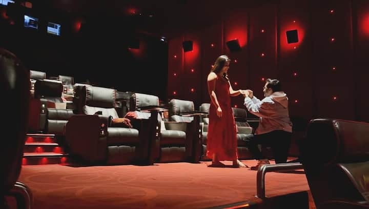 In the first photo, Aasmaan is seen on one knee, placing a ring on Anoushka’s finger. Another captures the couple sharing a tender kiss, while a third shows them joyfully displaying their rings, their faces lit up with happiness.