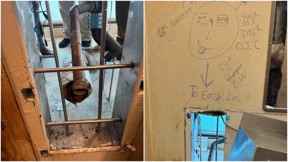 'Too Easy... LoL': New Orleans Prison Inmates Mock Cops Before Jailbreak. Caught On Camera New Orleans Jailbreak: The hole in the wall and the graffiti that the escapees left behind.
