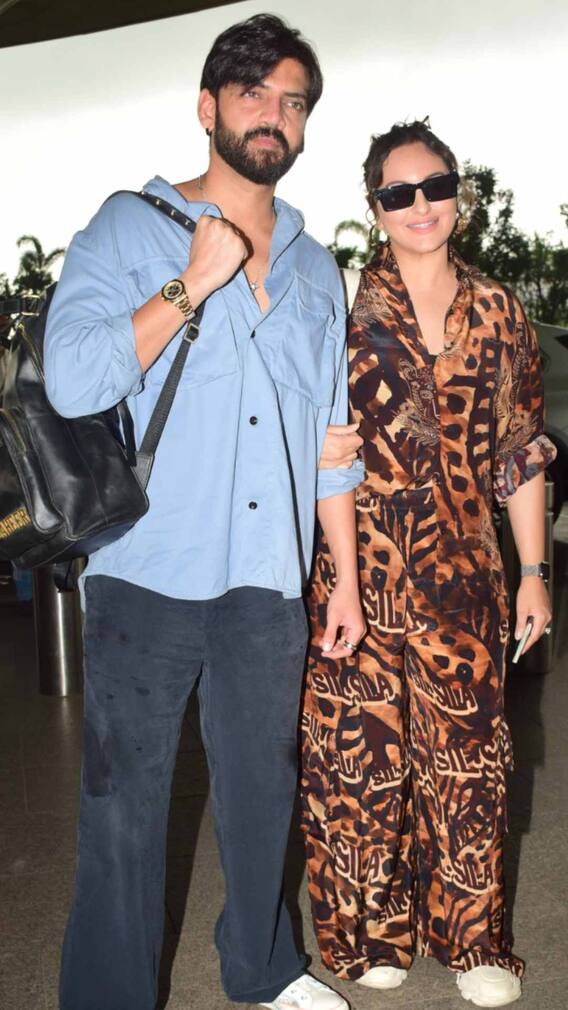 पति जहीर के साथ एयरपोर्ट पर इस तरह दिखीं सोनाक्षी सिन्हा