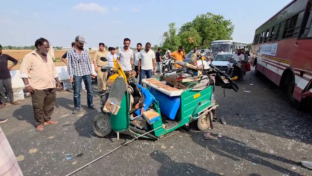 himmatnagar bus rickshaw accident deaths diversion road હિંમતનગર નજીક ST બસ અને રિક્ષા વચ્ચે ગોઝારો અકસ્માત: રિક્ષા ચાલક સહિત ૩ના મોત, ૧ મહિલા ગંભીર રીતે ઘાયલ