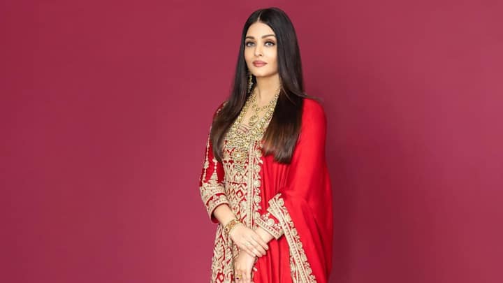 The red analkali suit with red embroidery from Aishwaryarai is the ideal choice for the VAT Savitri Vrat. Golden intricate thread work and elegant dupatta give divine grace. (Image source: Instagram/ aishwaryaraibachchan_arb)