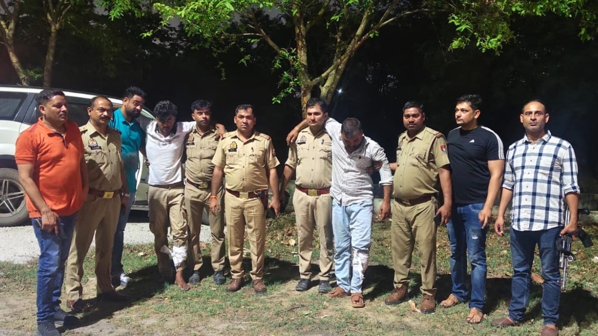नोएडा में ताबड़तोड़ मुठभेड़, सात बदमाश दबोचे, लग्जरी कार और हथियार बरामद