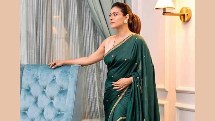Kajol dazzled with a green saree with lavish golden borders and subtle embellishments. The peach blouse and dewy makeup gave that touch of appeal to her traditional glamour buildup, a neat choice for the rituals of the Vat Savitri Vrat. (Image Source: Instaram/ label.aarfa)