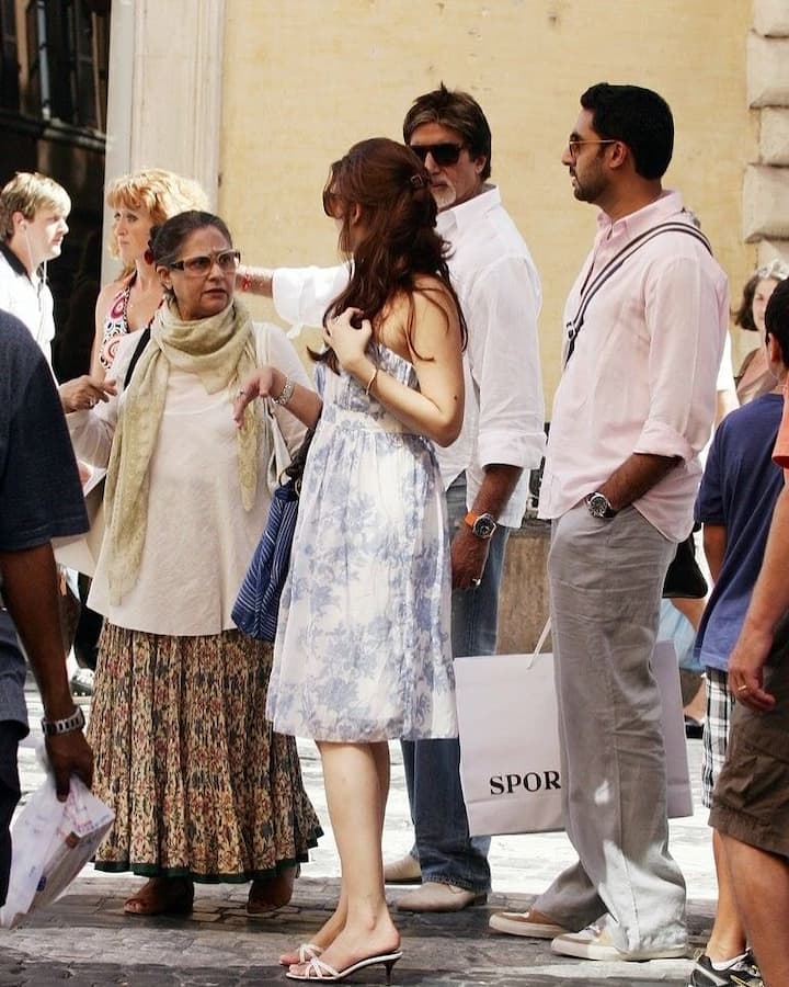 Aishwarya Rai's Old Vacay Pics With Abhishek Bachchan, Amitabh & Jaya Take Over The Internet Another picture showed the family of four—Aishwarya, Abhishek, Amitabh, and Jaya, seemingly deciding where to go shopping. (All Images: Instagram/aishdivaa)