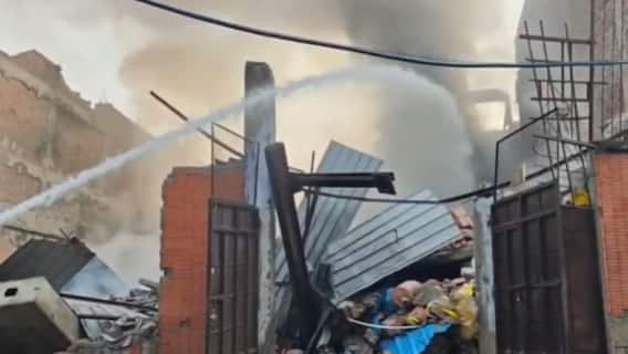Fire Breaks Out At Factory In Delhi's Bawana Industrial Area, Building Collapses: Video