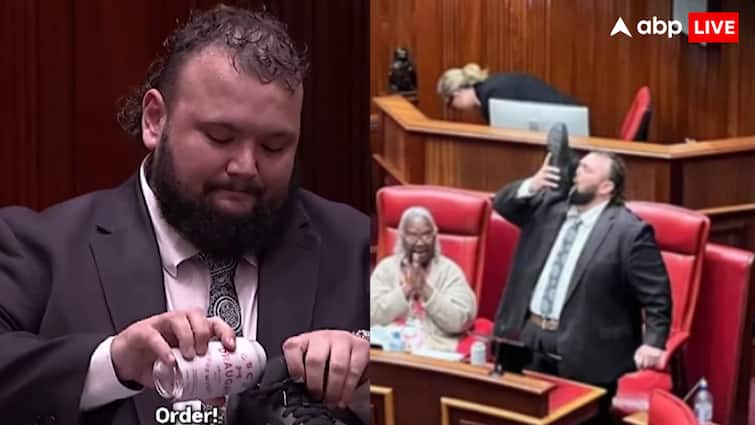australian mp kyle mcginn pours beer into his shoes and drinks it all as a popular tradition shoey Video Viral ऑस्ट्रेलियाई सांसद ने जूते में डाली बीयर और पी गया, सोशल मीडिया पर वीडियो वायरल