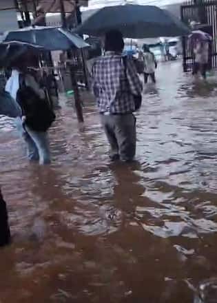 चुनाभट्टी येथील एका चाळीतील घरांमध्ये पावसाचे पाणी शिरले आहे.