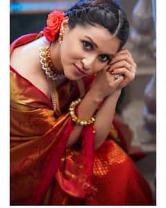 Mannara Chopra Stuns In A Regal Red Silk Saree In Latest Photoshoot, See Pics