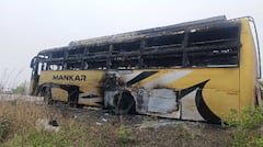 Jalgaon Accident : जळगाव जिल्ह्यातील जामनेर-पहूर मार्गावर धावत्या खासगी ट्रॅव्हल बसला भीषण आग; आगीत बस जळून भस्मसात