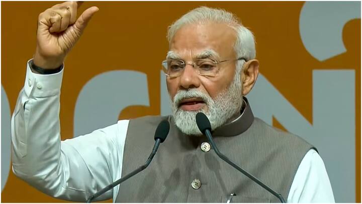 During his speech, PM Modi, addressed the crowd in Gandhinagar and said the world now sees proof that India no longer tolerates terrorism. (Image Source: PTI)