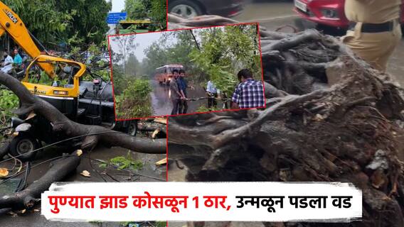 पुण्यात झाड कोसळून 1 ठार, मुंबई उन्मळून पडला वड; कोकणातही ST चा मार्ग थांबला, कौलारू उडाले