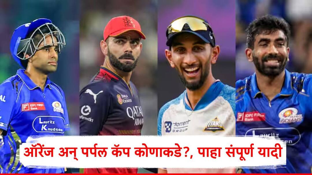 IPL 2025 Orange Cap and Purple Cap List 4 teams have been decided for the IPL playoffs who will have the Orange and Purple Cap see the complete list IPL 2025 Orange Cap and Purple Cap List: आयपीएलच्या प्लेऑफसाठी 4 संघ ठरले, ऑरेंज अन् पर्पल कॅप कोणाकडे?, पाहा संपूर्ण यादी