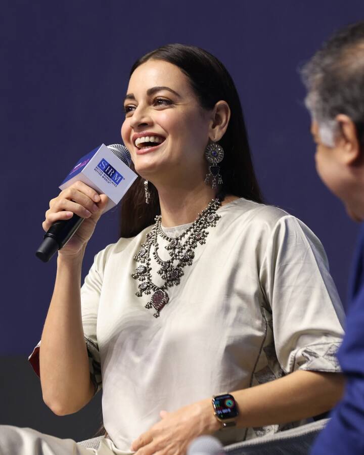 Her looks often blend modern silhouettes with traditional techniques, resulting in ensembles that are both classic and contemporary. (All Image: Dia Mirza/Instagram.)