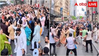 गजब है...न्यूयॉर्क की सड़क पर निकली इंडियन बारात तो ट्रैफिक हो गया जाम, यूजर्स बोले-फूफा कहां है?