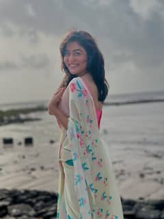 Falaq Naaz Is A Vision In White Floral Saree By The Sea, See Photos