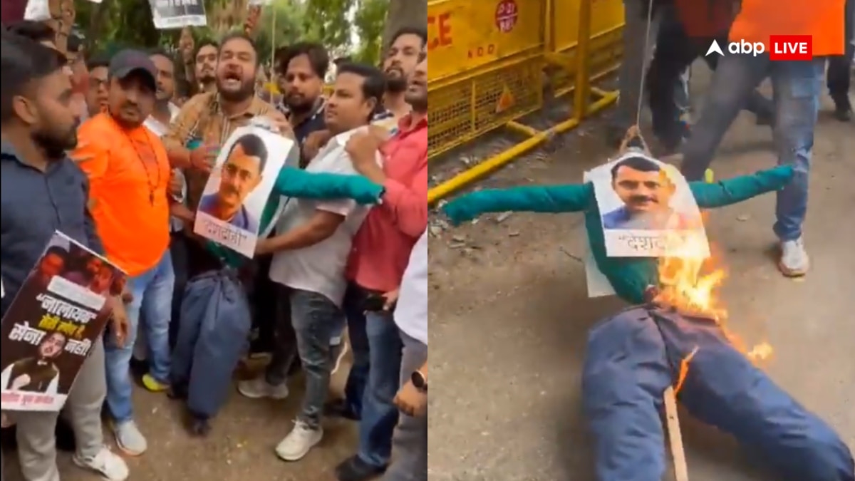 BJP विधायक के विवादित बयान के खिलाफ IYC का प्रदर्शन, ‘सेना को लेकर अपशब्द बोलना इनका फैशन’