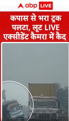 Breaking News: Truck loaded with cotton overturns, looting caught live on camera | ABP NEWS