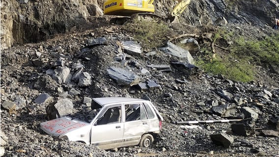 Chilling Video Shows Close Shave For Travellers As Landslide Hits Car In Himachal's Simaur