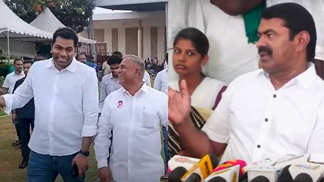 Seeman Reveals that Aadhav Arjuna Called him to ADMK Alliance offering Deputy CM Post Seeman Vs Aadhav Arjuna: அதிமுகவை கிண்டலடித்த ஆதவ் அர்ஜுனா; போட்டுக் கொடுத்த சீமான்.!! என்ன நடந்துச்சு தெரியுமா.?