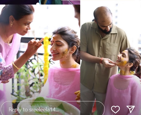 Is Srilila tied in marriage? Actress's turmeric pictures viral among Dating Rumors with Karthik Aryan