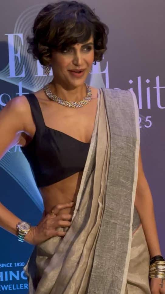 साड़ी पहन इवेंट में पहुंची मंदिरा बेदी, 53 की उम्र में लगीं बेहद फिट और ग्लैमरस