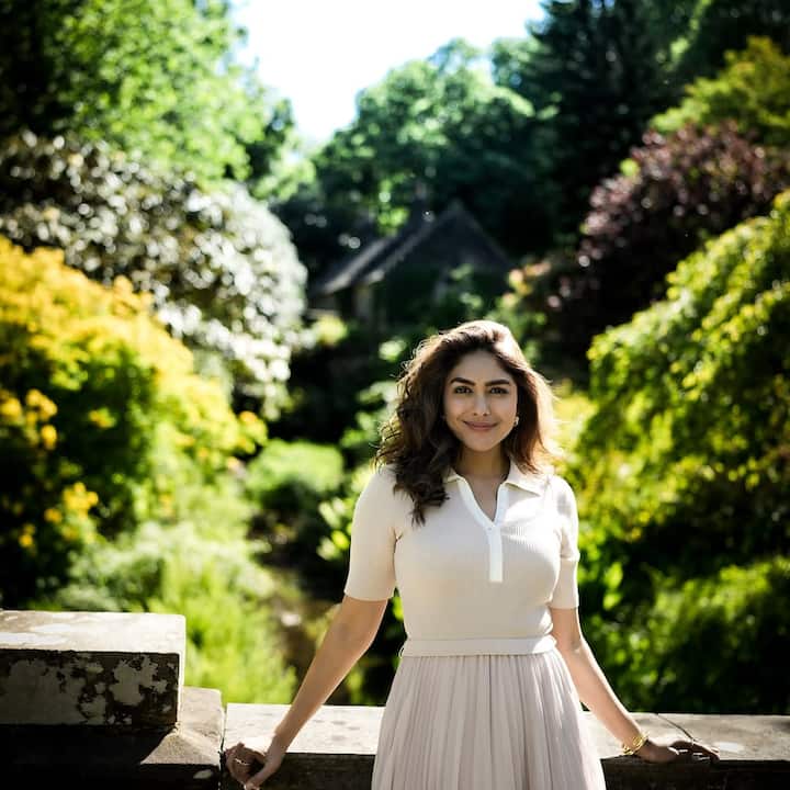 Mrunal Thakur is once again serving effortless elegance and understated glam in her latest pictures from the United Kingdom.