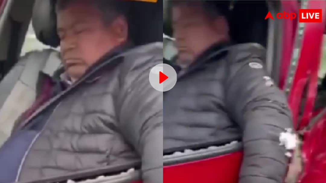 Man was seen snoring and sleeping even after the car accident video goes viral ये कुंभकरण के खानदान से है क्या? एक्सीडेंट में गाड़ी हो गई चकनाचूर, लेकिन भाई की नींद नहीं टूटी- देखें वीडियो