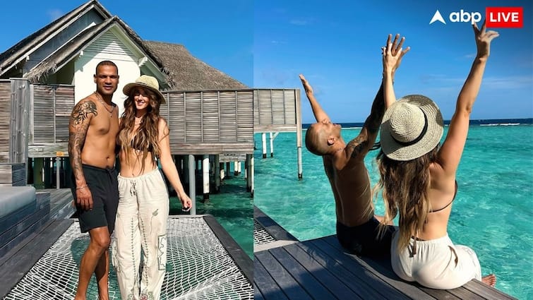 Shikhar Dhawan girlfriend Sophie Shine birthday post romantic pictures viral Confessing love near beach समंदर किनारे बिना शर्ट के प्यार का इजहार, GF के साथ शिखर धवन के रोमांटिक तस्वीरें आई सामने