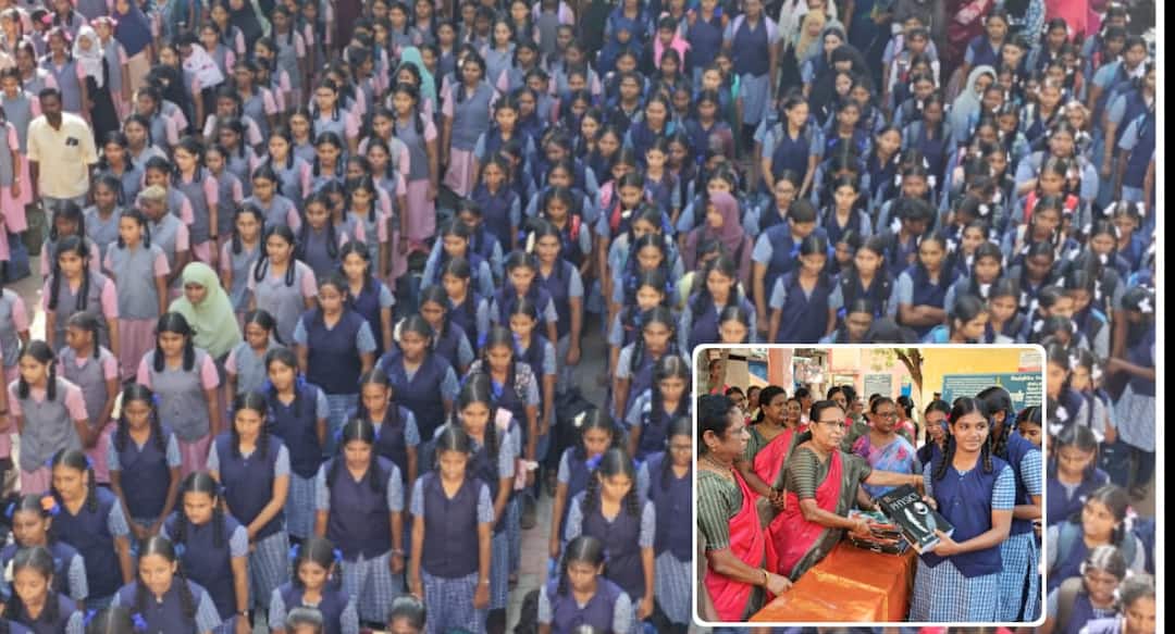 பள்ளிக்கூடம் திறந்தாச்சு.. மாணவர்களுக்கு சந்தனம், சாக்லேட், ரோஜா கொடுத்து வரவேற்ற ஆசிரியர்கள்