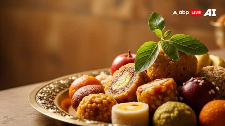 You may offer any confectionery to God, but there must be 4-5 leaves of basil on the offerings.