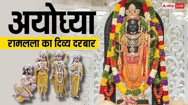 अयोध्या में राम दरबार की प्राण प्रतिष्ठा वैदिक मंत्रोच्चार के बीच संपन्न हो चुकी है. राम, सीता, लक्ष्मण, भरत, शत्रुघ्न और हनुमान जी सहित संपूर्ण राम दरबार की भव्य प्रतिमा मंदिर के प्रथम तल विराजमान हो गई है. भक्त अब रामलला के अलावा राजा राम के दर्शन भी कर पाएंगे.