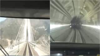 Check Out The Breathtaking Visuals From Kashmir's First Vande Bharat Express Passing Anji Khad Bridge