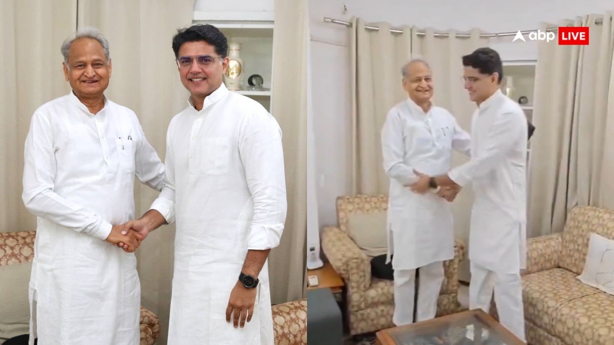 हाथ मिलाए, मुस्कुराए, साथ बैठे, अशोक गहलोत से मिले सचिन पायलट, वीडियो वायरल