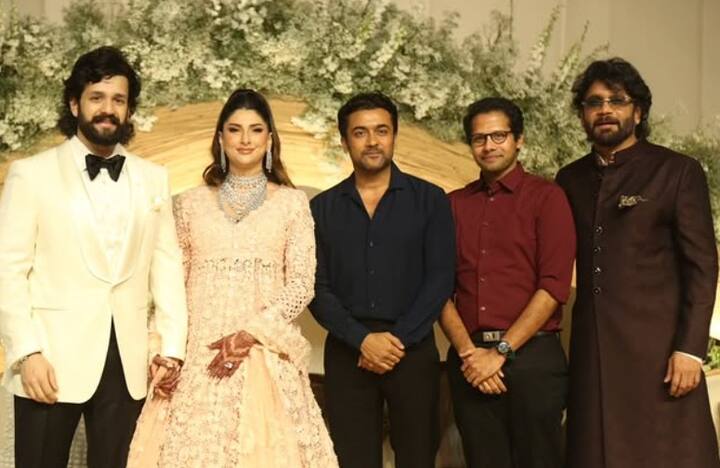 Popular Tamil actor Suriya Sivakumar and acclaimed director Venky Atluri were also among the distinguished guests who graced the grand wedding reception, adding to the star-studded celebration.
