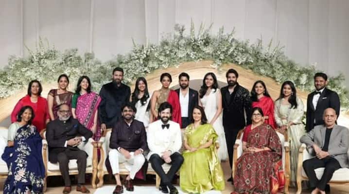 Meanwhile, Naga Chaitanya and his wife Sobhita Dhulipala were also seen joining the celebrations. The couple posed alongside other members of the Akkineni family for a warm group photograph at the wedding reception, capturing a special moment from the grand evening.( All Pics Credit: Instagram/@annapurnastudios)