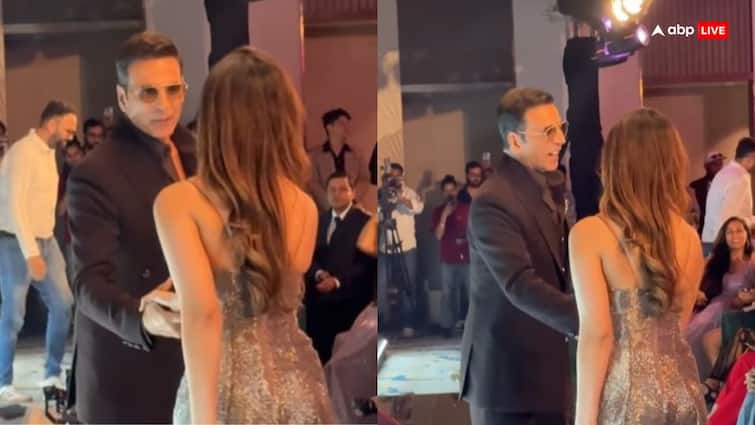 Akshay Kumar meets ex girlfriend Raveena Tandon daughter Rasha Thadani video viral एक्स गर्लफ्रेंड रवीना टंडन की बेटी से टकराए अक्षय कुमार, फिर किया ये काम, वीडियो वायरल