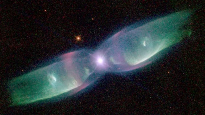 15 Must-See Nebulae Photos Captured by NASA The Twin Jet Nebula, or PN M2-9, lies about 2,100 light-years away in the constellation Ophiuchus. It features two symmetric jets of gas shooting out from a dying star, shaped by a companion star in a binary system—creating a cosmic butterfly effect.
