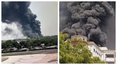 Ahmedabad Plane Crash Video: கரும்புகையால் சூழப்பட்ட விமான நிலையம்.. அகமதாபாத்தின் பரபரப்பு காட்சிகள்