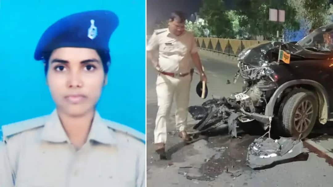 Scorpio travelling at 90 kmph crushed the police a woman constable died SI ASI flew into the air and fell on the road marathi news update Scorpio Accident: चेकिंग सुरु असताना 90 किमी वेगाने येणाऱ्या स्कॉर्पिओने पोलिसांना चिरडले; महिला कॉन्स्टेबलचा मृत्यू, एसआय-एएसआय हवेत उडून रस्त्यावर कोसळले