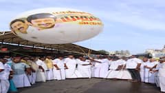 தஞ்சையில் முதலமைச்சர் வருகை: உற்சாக வரவேற்பு! ராட்சத பலூன் பறக்கவிட்ட அமைச்சர்