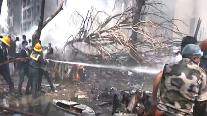 Air India flight crashed near Ahmedabad airport with 242 people on board; rescue operations are underway.