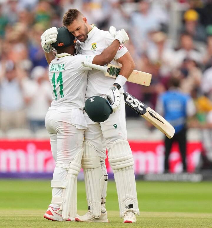 दक्षिण आफ्रिकेचा सलामीवीर एडेन मार्करामने वर्ल्ड टेस्ट चॅम्पियनशिपच्या जेतेपदाच्या सामन्यात शतक झळकावले आहे.