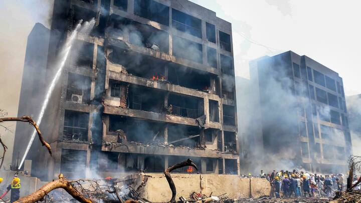 Following the crash, a fire broke out in the resident doctors' hostel, destroying sections of the kitchen and nearby rooms.  (Image Source: PTI)