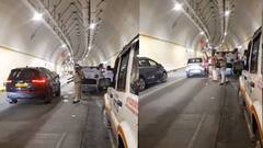 मुंबई कोस्टल रोड भुयारी मार्गात गाडी पलटली, पोलिसांकडून जखमींची सुटका, चालकाच्या एका गोष्टीमुळं प्रवासी बचावले