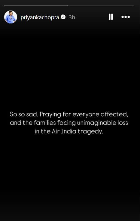 Priyanka Chopra Jonas Mourns Air India Dreamliner Crash That Killed 241: 'So So Sad